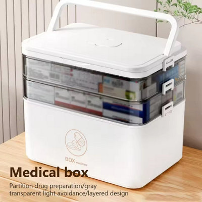 Household Large Capacity Medicine Box Portable First Aid Medical Kit from B&Q