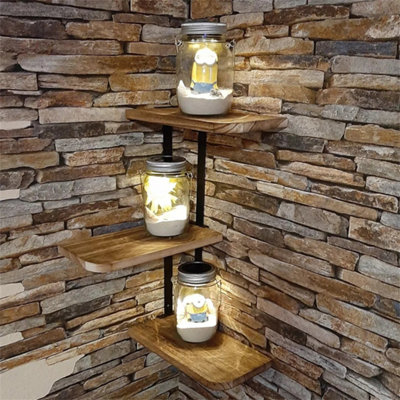 3 Tier Lucca Corner Shelf Modern Floating Wall Shelves Storage Display Shelving from B&Q