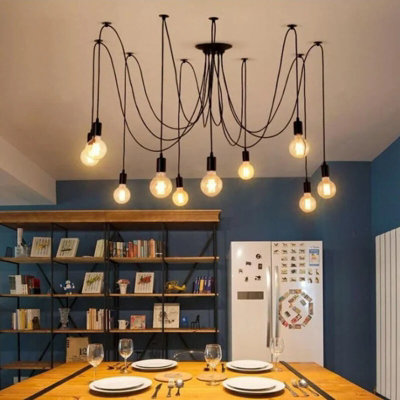  - 6 Head Diy Spider Ceiling Lamp Multi Pendant Loft Chandelier With 5M E27 Wire Kit  ,bulb Not Included