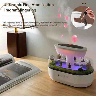 B&Q 250Ml Ultrasonic Aroma Diffuser  Raindrop Essential Oil Humidifier With Colorful Lights