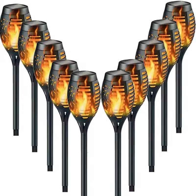 10Pcs Solar Flame Torch Lights Flickering Waterproof Outdoor Garden & Path Lamps from B&Q