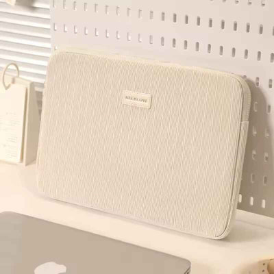 Beige Laptop Bag 15.6 Protective Sleeve Case For MacbookDell & Lenovo