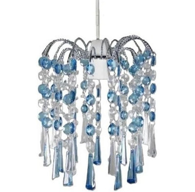 Modern Chandelier Ceiling Ely Light Shades Acrylic Droplet Pendant Crystal Beads from B&Q