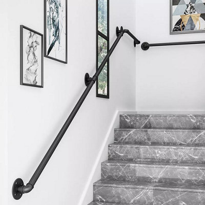 300Cm Metal Stair Handrail With 4 BracketsStair Rail Grab Banister Bar from B&Q