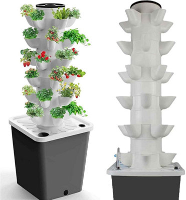 30 Hole Hydroponic Vertical Tower Growing System 45.5X38X26.5Cm Soil Less Planter from B&Q