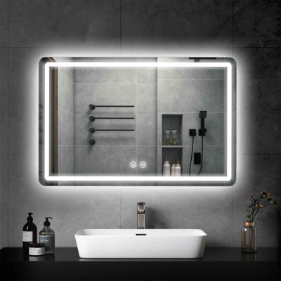  - Rectangular Wall-Mounted Bathroom & Wc Illuminated Mirror (W)80Cm (H)600Cm