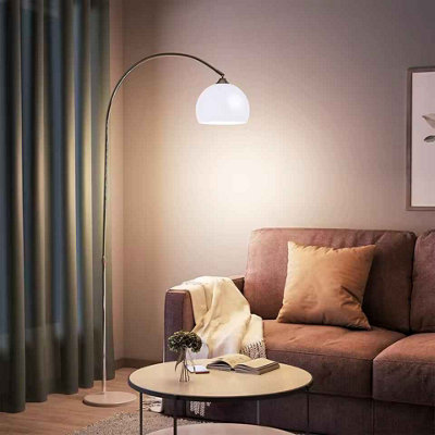 Arc Curved Standing Floor Lamp With Bell Shade & Marble Base 130-180Cm Bulb Not Included from B&Q