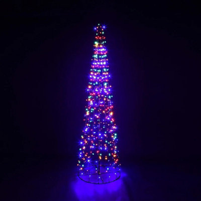  - Multicoloured Christmas Led Star Cone Tree Lights 6Ft Indoor Outdoor