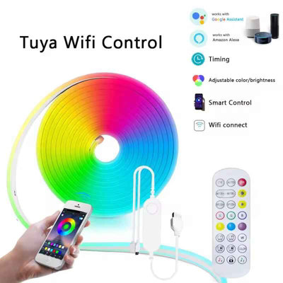 5M Rgb Neon Led Strip Lights 5V 84Leds Silicone Wifi Alexa Music Sync For Tv from B&Q