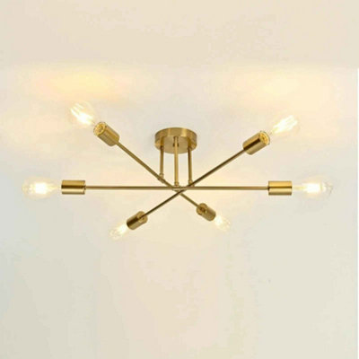  - 6 Light Pendant Light Golden Led Ceiling Light Bulbs Not Included