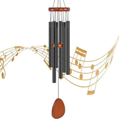  - Black 6 Tube Aluminium Wind Chimes Retro Style 71 Cm