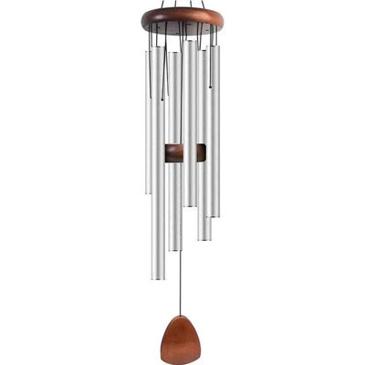  - 71 Cm Retro Silver Aluminium 6 Tube Wind Chimes For Garden And Home