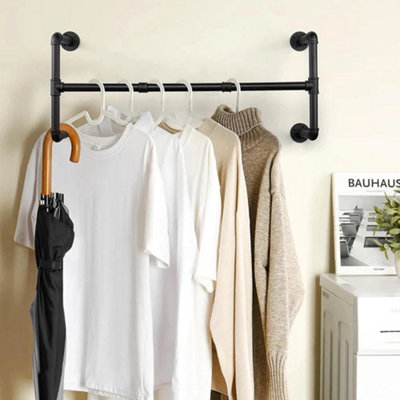 Wall Mounted Clothing Rack Black 83Cm Industrial Pipe from B&Q