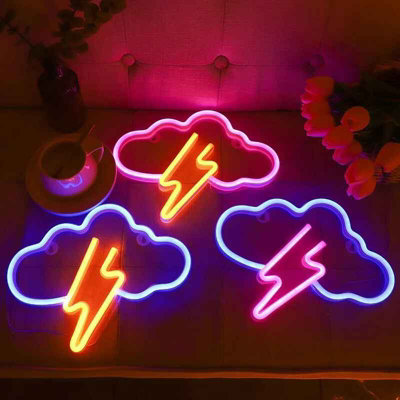 Lightning Cloud Led Neon Sign Battery Usb Night Light For Parties from B&Q