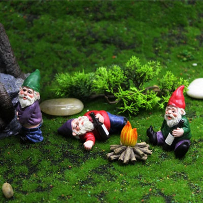 Fairy Garden Gnomes 4Pcs Drunk Little Friend Gnome Statue from B&Q