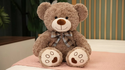 50Cm Dark Brown Teddy Bear Plush With Bow Tie Soft Stuffed Toy Gift from B&Q