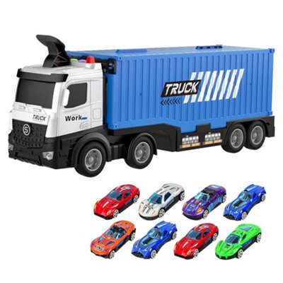 B&Q Transport Truck Toy With 8 Race Cars Gift For Boys 3+