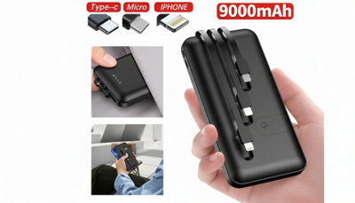 B&Q 9000Mah Portable Power Bank Fast Charger 2 Usb