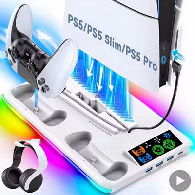 Ps5 Console Stand With Cooler Fan And Rgb Lighting from B&Q