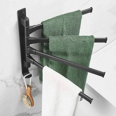 Bathroom Hand Towel Rack 4-Bar Folding Arm Swivel Bath Swing Out Wall Mount from B&Q