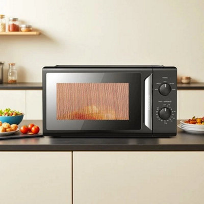  - 19L 700W Black Mini Microwave Oven