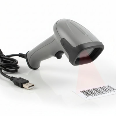 B&Q White Portable Usb Barcode Scanner - Bar Code Reader Long Scan Handheld Pos