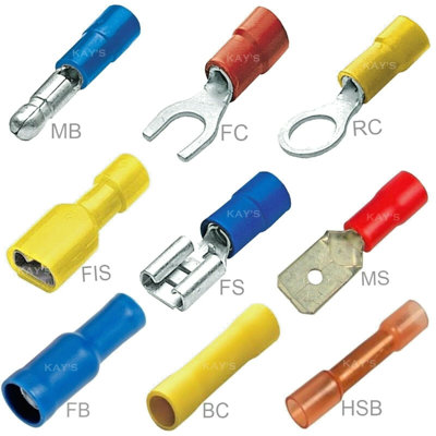 Insulated Electrical Crimp Terminals  Ring Spade Butt Fork  Bullet Wire Connector from B&Q