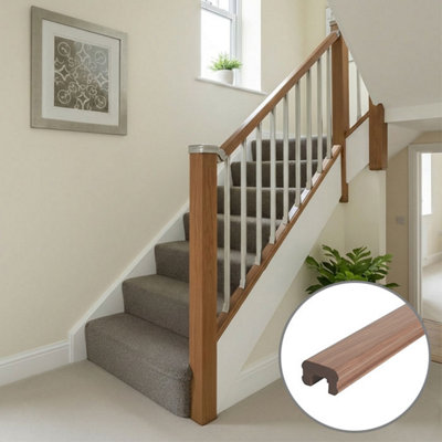 B&Q - Solution Sapele Dark Hardwood Handrail 2.4 Meters -Uk Manufactured 