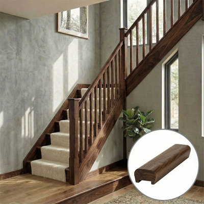 B&Q - Walnut Handrail Modern 2.4M41mm Groove For Spindles Uk Manufactured 