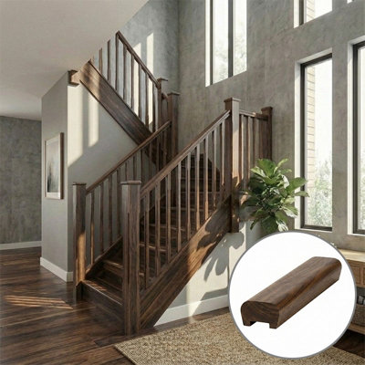 B&Q - Walnut Handrail Modern 1.2M32mm Groove For Spindles Uk Manufactured 