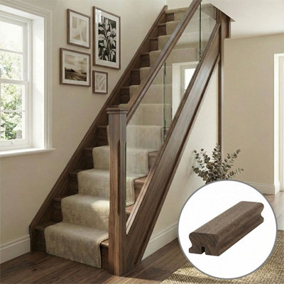 B&Q - Walnut Handrail Lhr 1.2M8mm Groove For Glass Panels Uk Manufactured 
