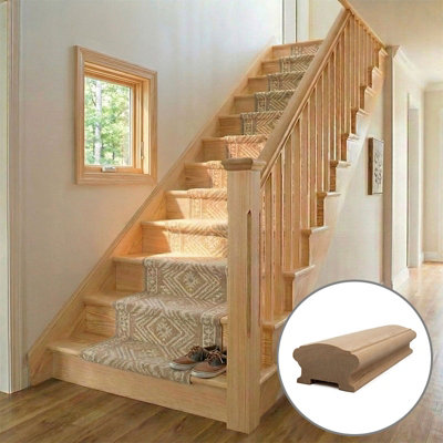 B&Q - Hemlock Handrail Queen 3.0M41mm Groove For Spindles Uk Manufactured 