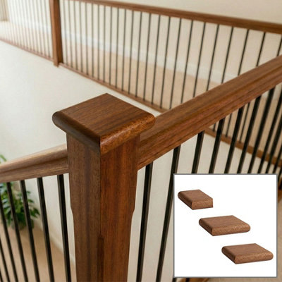 Solid Sapele Flat Cap Pack Suits 90mm Newel Post (L)115mm (W)115mm Uk Manufactured Traditional Products Ltd from B&Q