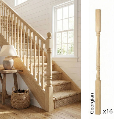 Ash Spindle Georgian 35mm X 35mm X 900mm16 Pack Uk Manufactured Traditional Products Ltd from B&Q