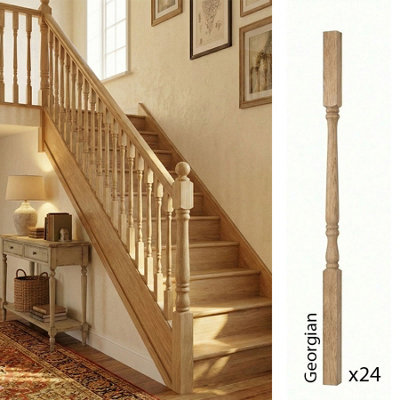 Oak Spindle Georgian 35mm X 35mm X 900mm24 Pack Uk Manufactured Traditional Products Ltd from B&Q