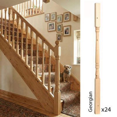 Pine Spindle Georgian 35mm X 35mm X 900mm24 Pack Uk Manufactured Traditional Products Ltd from B&Q
