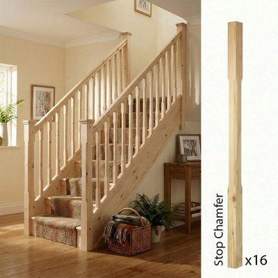 Pine Spindle Stop Chamfer 35mm X 35mm X 900mm16 Pack Uk Manufactured Traditional Products Ltd from B&Q