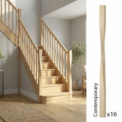 Ash Spindle Contemporary 35mm X 35mm X 900mm16 Pack Uk Manufactured Traditional Products Ltd from B&Q