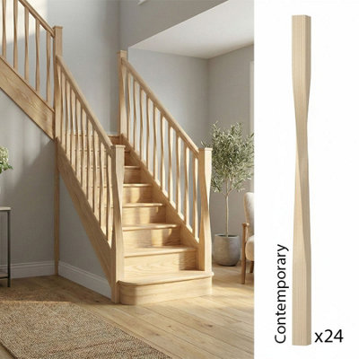 Ash Spindle Contemporary 35mm X 35mm X 900mm24 Pack Uk Manufactured Traditional Products Ltd from B&Q