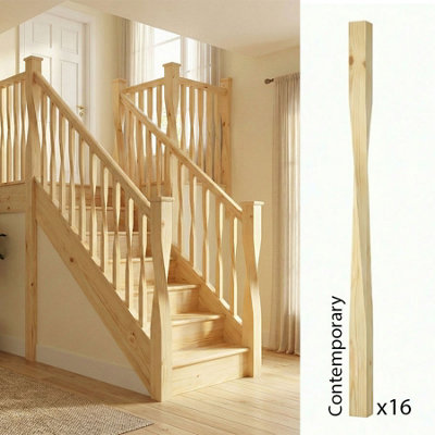 Pine Spindle Contemporary 35mm X 35mm X 900mm16 Pack Uk Manufactured Traditional Products Ltd from B&Q