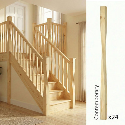 Pine Spindle Contemporary 35mm X 35mm X 900mm24 Pack Uk Manufactured Traditional Products Ltd from B&Q