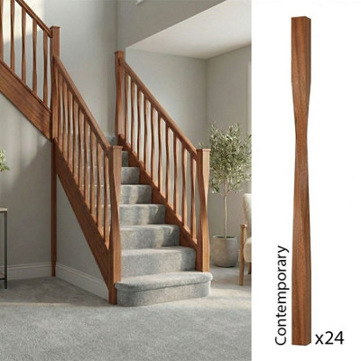 Sapele Dark Hardwood Spindle Contemporary 35mm X 35mm X 900mm24 Pack Uk Manufactured Traditional Products Ltd from B&Q