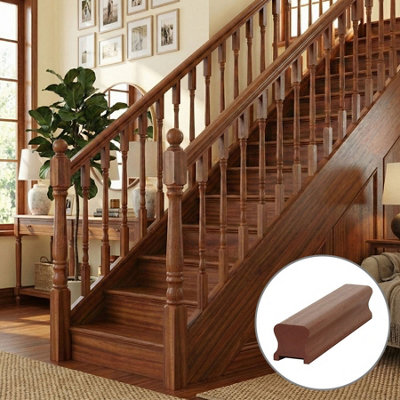 Sapele Dark Hardwood Handrail Thr 3.0M35mm Groove For Spindles Uk Manufactured Traditional Products Ltd from B&Q