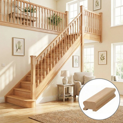 B&Q - Hemlock Handrail Lhr 1.2M35mm Groove For Spindles Uk Manufactured 