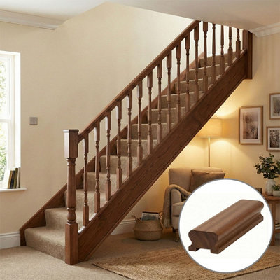 Sapele Dark Hardwood Handrail Lhr 1.2M35mm Groove For Spindles Uk Manufactured Traditional Products Ltd from B&Q