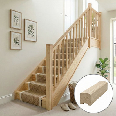 B&Q - Ash Handrail Contemporary 3.6M35mm Groove For Stair Spindles Uk Manufactured 