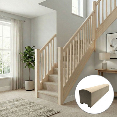 Hemlock Contemporary Handrail 3.0M35mm Groove For Spindles Uk Manufactured Traditional Products Ltd from B&Q