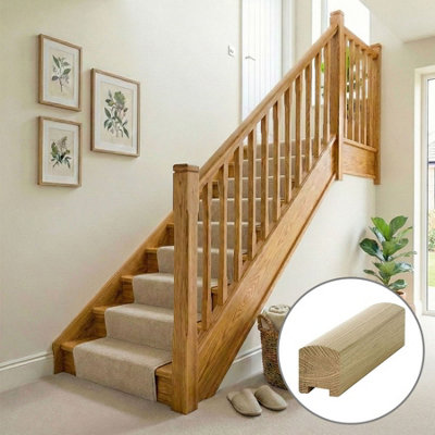 B&Q - Oak Handrail Contemporary 3.0M35mm Groove For Stair Spindles Uk Manufactured 
