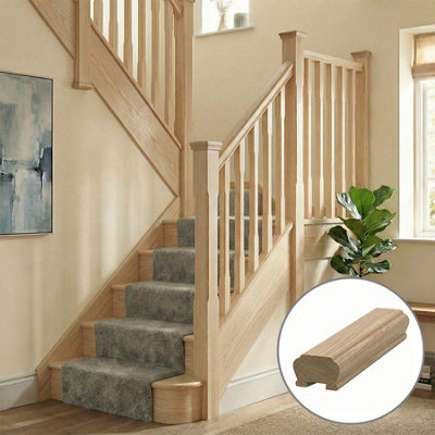 B&Q - Ash Handrail Newark 3.6M35mm Groove For Spindles Uk Manufactured 