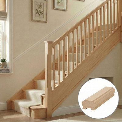 B&Q - Hemlock Handrail Newark 3.0M35mm Groove For Spindles Uk Manufactured 